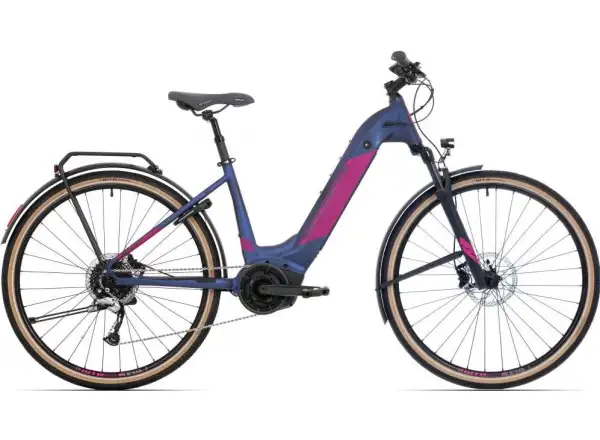 Rock Machine Crossride INT e500 Damen Touren E-Bike Matt Metallic Marineblau / Pink