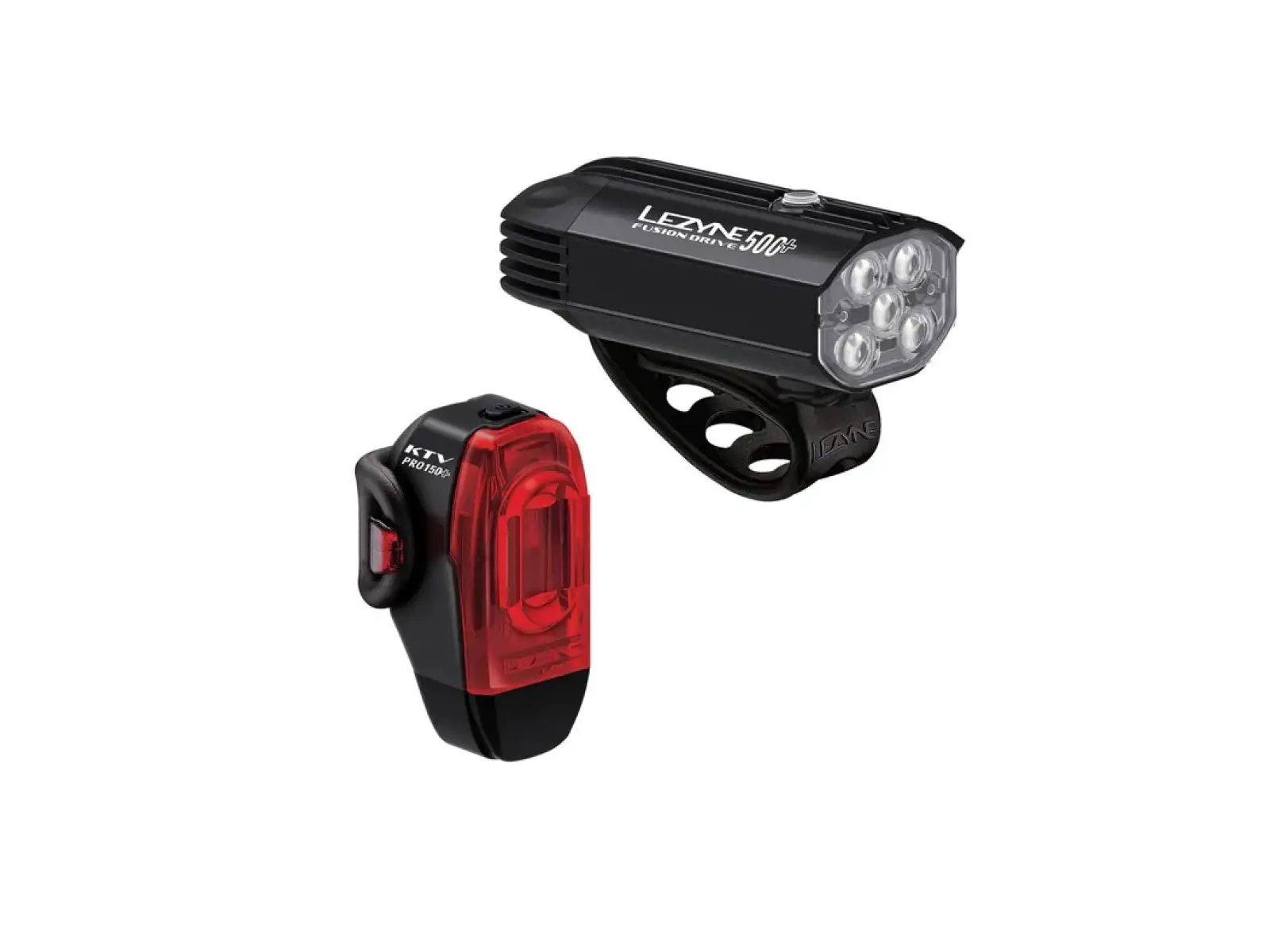 Lezyne Fusion Drive 500+/KTV Drive Pro Lichtset in Schwarz/Schwarz.