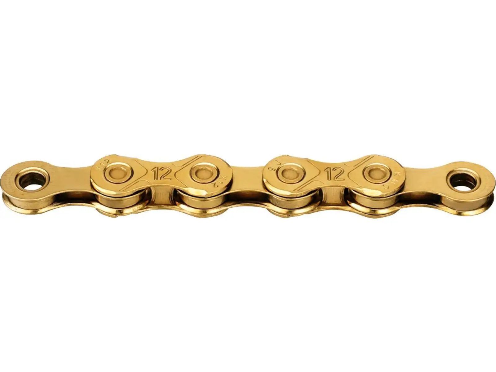 KMC X12 Ti-N Gold Kette mit 126 Gliedern.