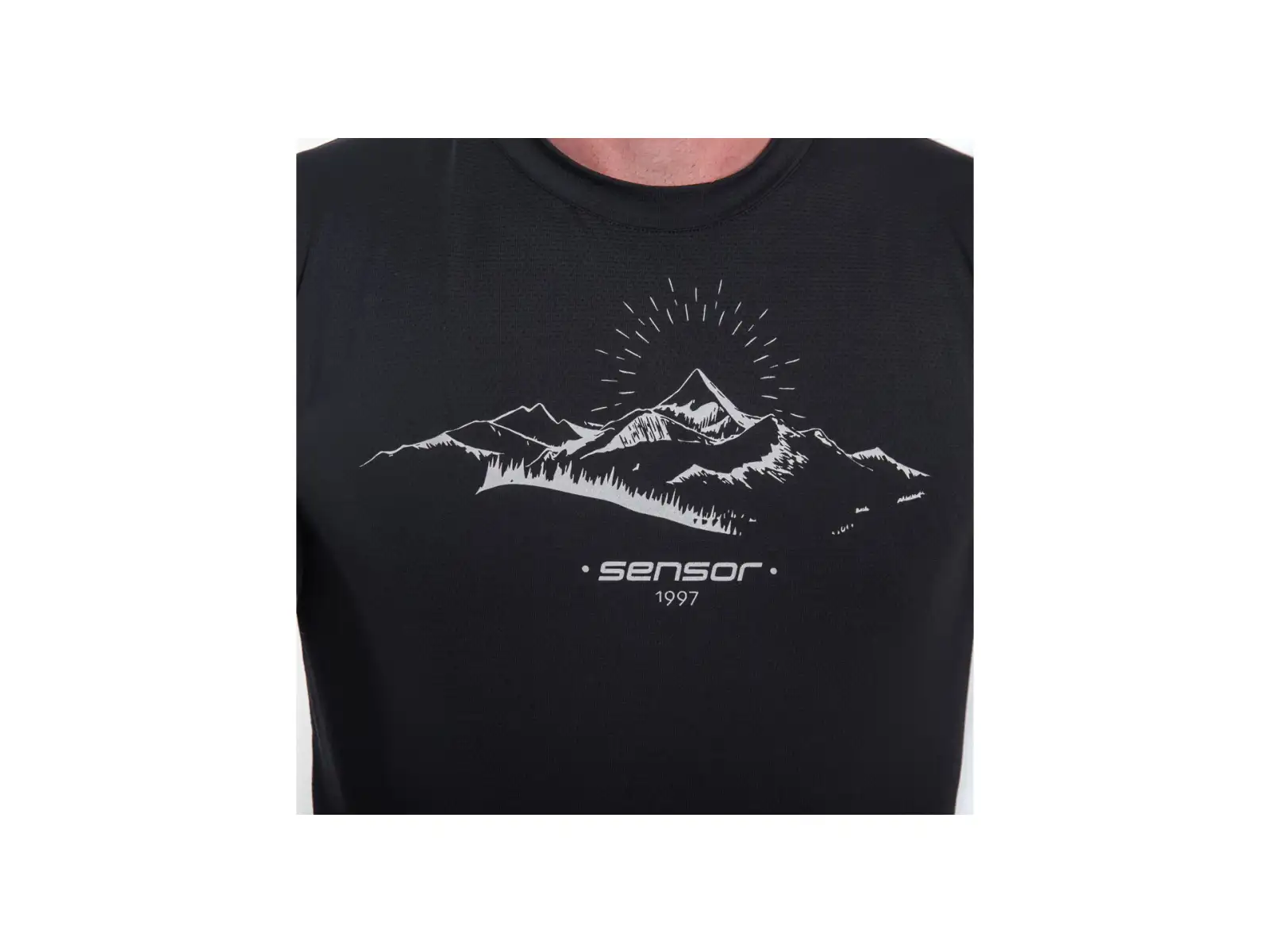 Sensor Coolmax Tech Mountains Herren T-Shirt Kurzarm Schwarz