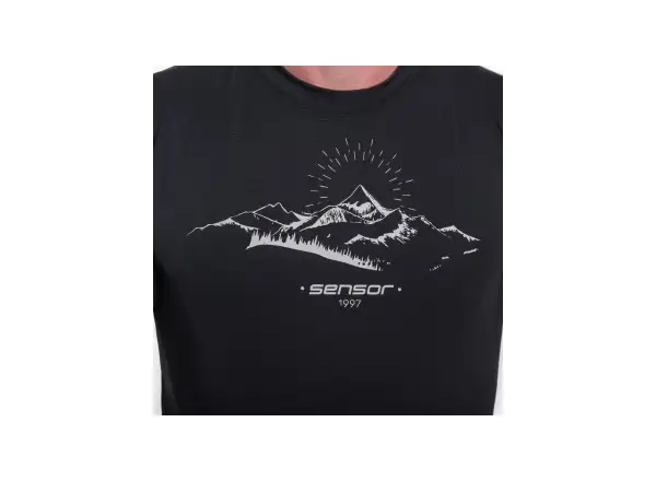 Sensor Coolmax Tech Mountains Herren T-Shirt Kurzarm Schwarz