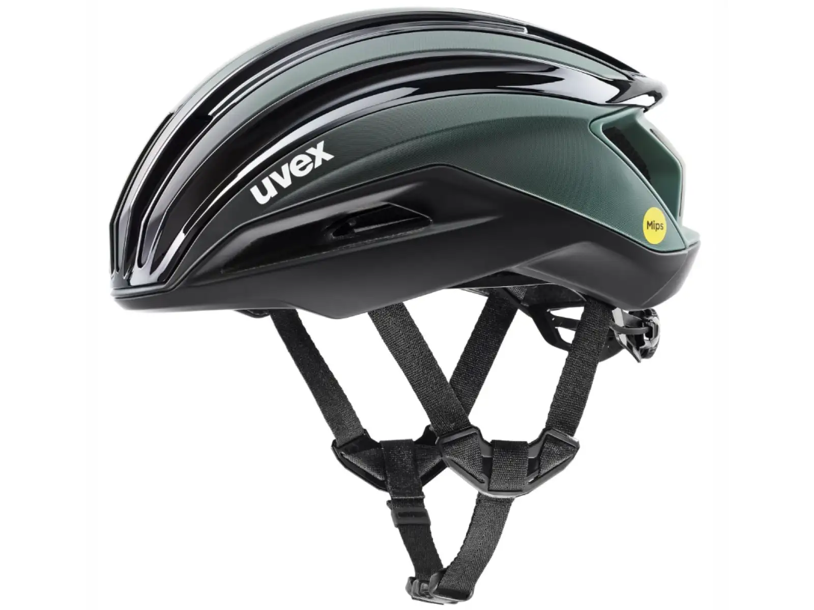 Uvex Surge Aero MIPS Rennradhelm Black/Sage Green Matt