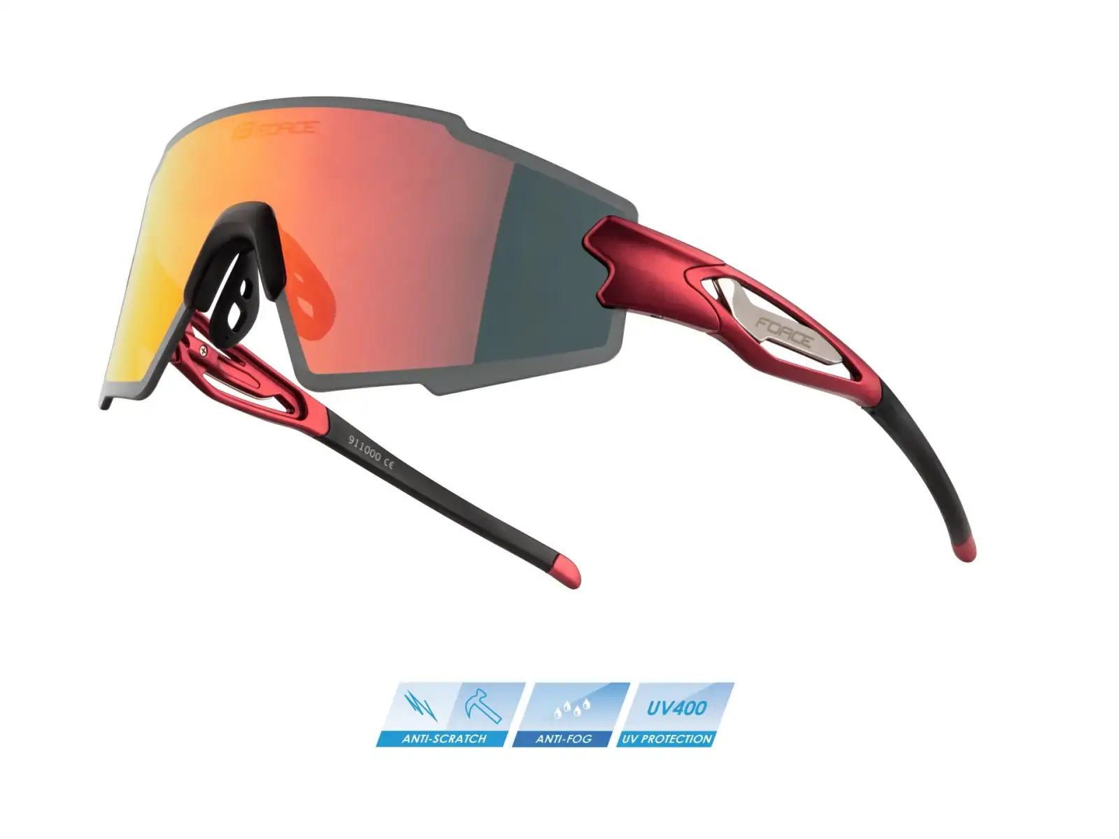 Force Mantra Fahrradbrille in Rot/Rot mit polarisierten Gläsern