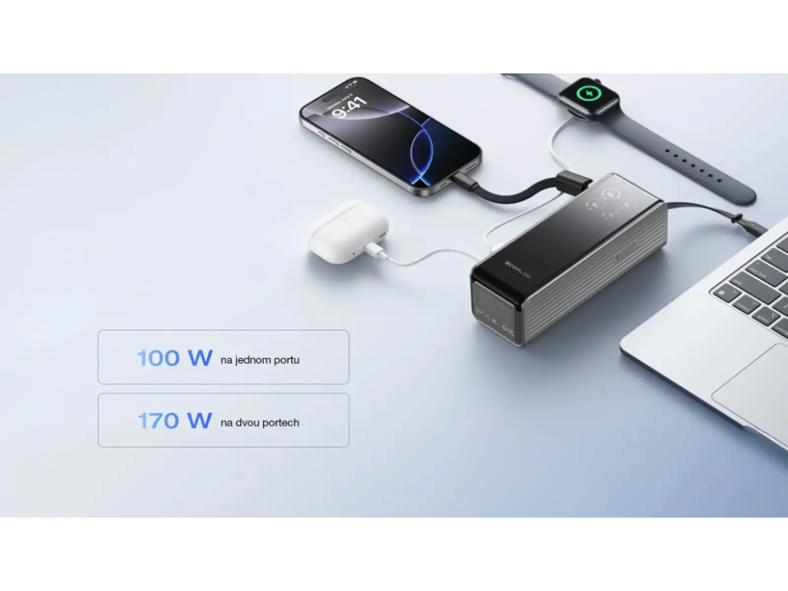 EcoFlow Rapid Power Bank (25000mAh,170W) 2x100W eingebautes USB-C Kabel - schwarz