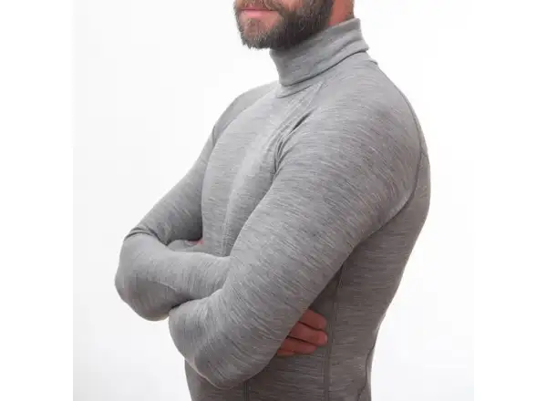 Sensor Merino Bold Neck Herren T-Shirt Langarm Cool Gray