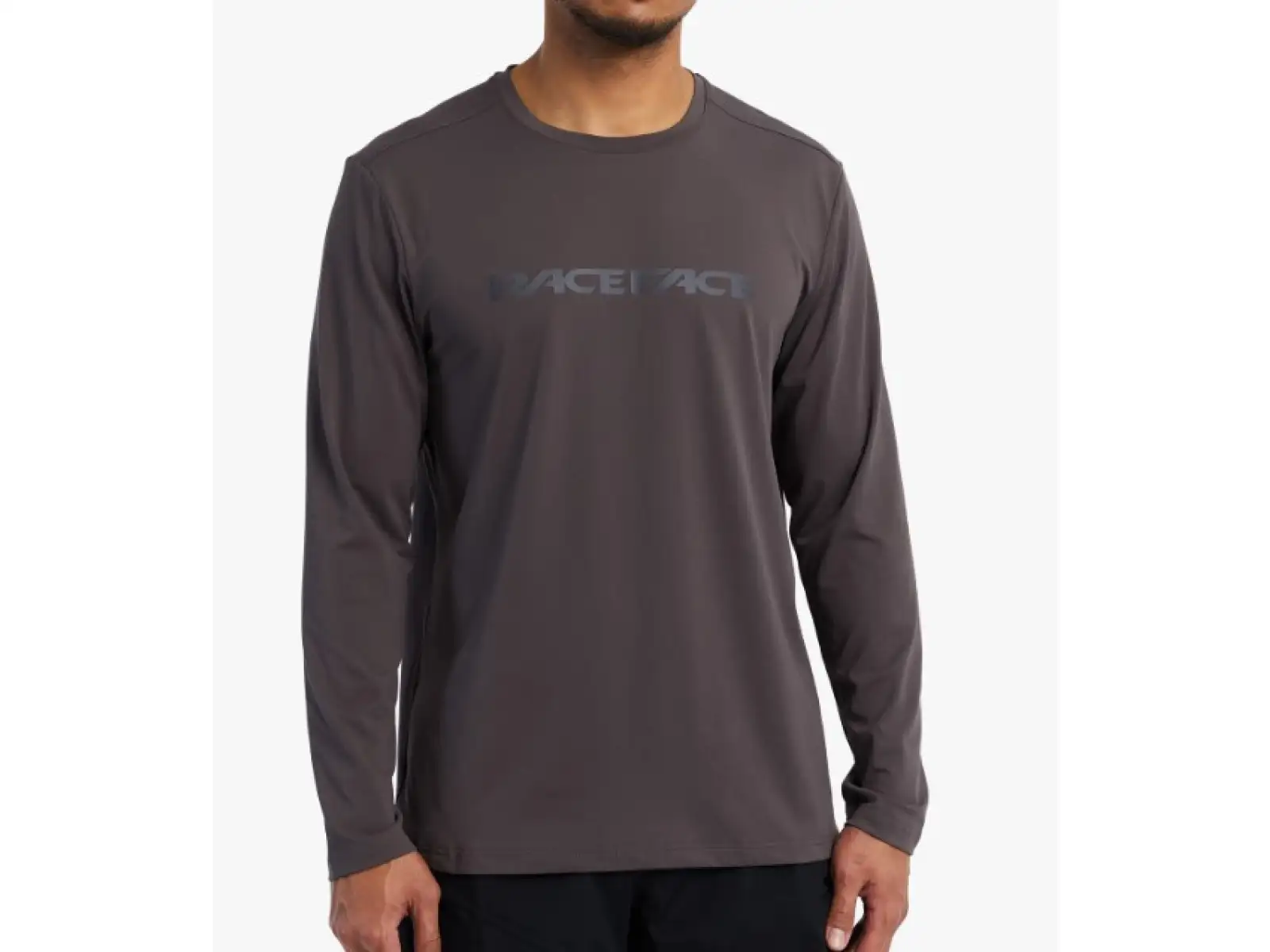 Race Face Commit Herren Langarmshirt in Holzkohlefarbe.