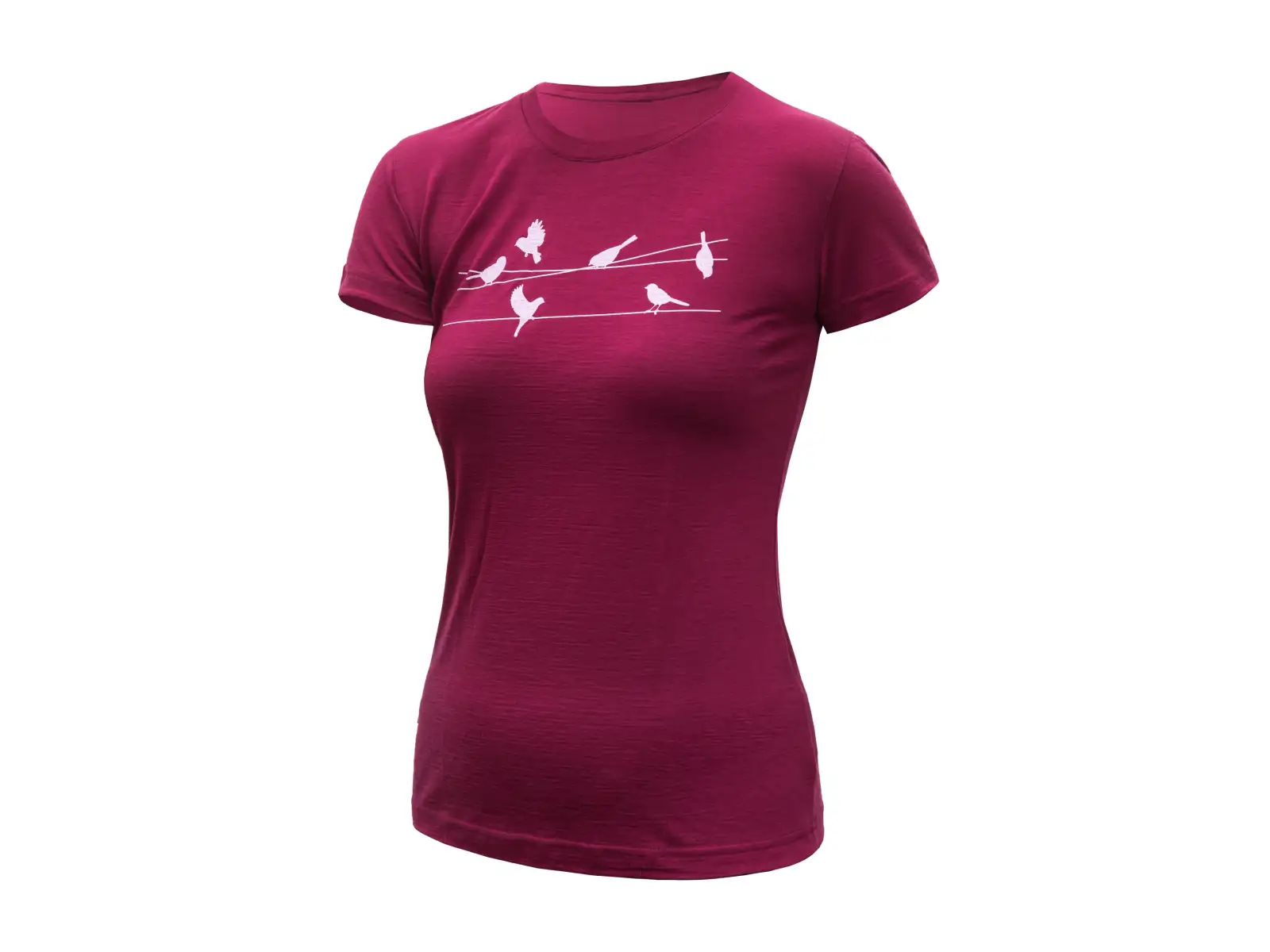 Sensor Merino Active Songbirds Damen T-Shirt kurzarm Lilla