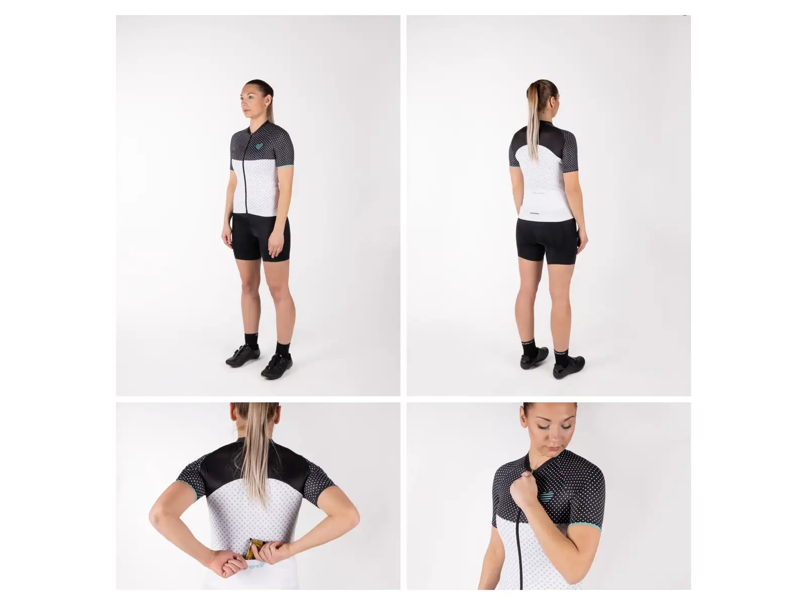 Force Points Damen Kurzarmtrikot schwarz/weiß/türkis