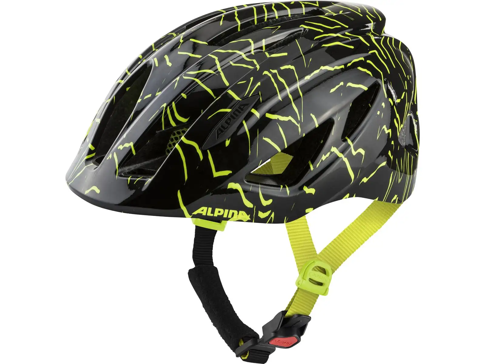 Alpina Pico Kinderhelm Black-Neon Yellow Gloss