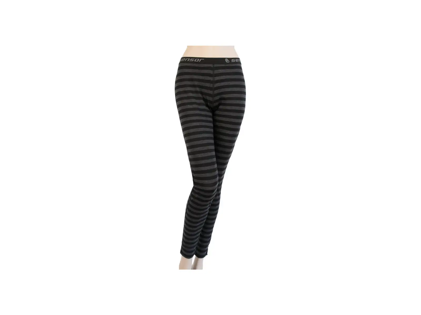Sensor Merino Active Damen Leggings Schwarz/Grau Streifen