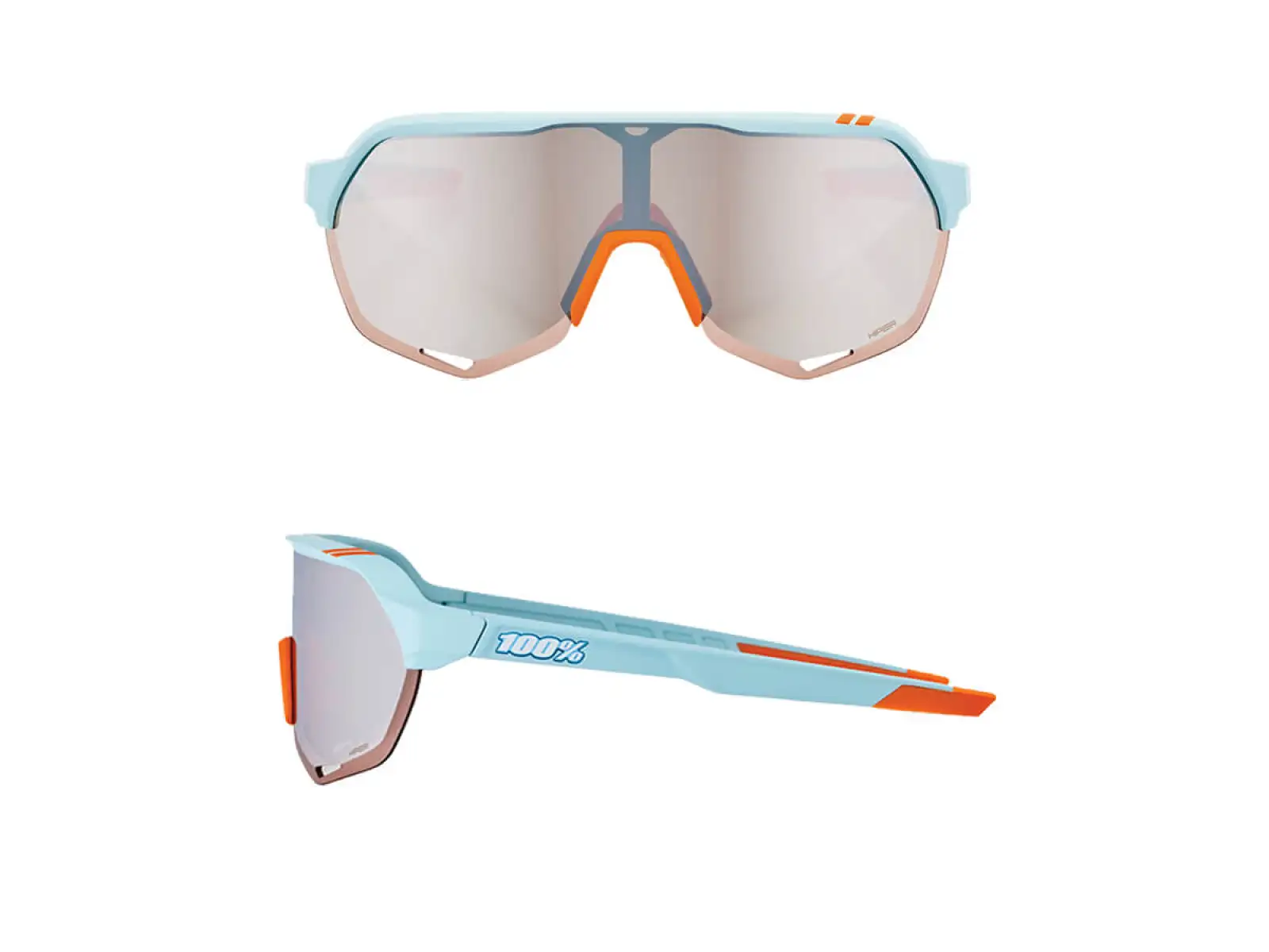 Sonnenbrille Soft-Tact zweifarbig verspiegelt Blau/Orange/Silber