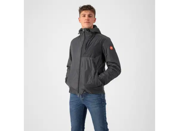 Castelli Riscalda Puffy Herrenjacke dunkelgrau/elektrisches Limettengrün