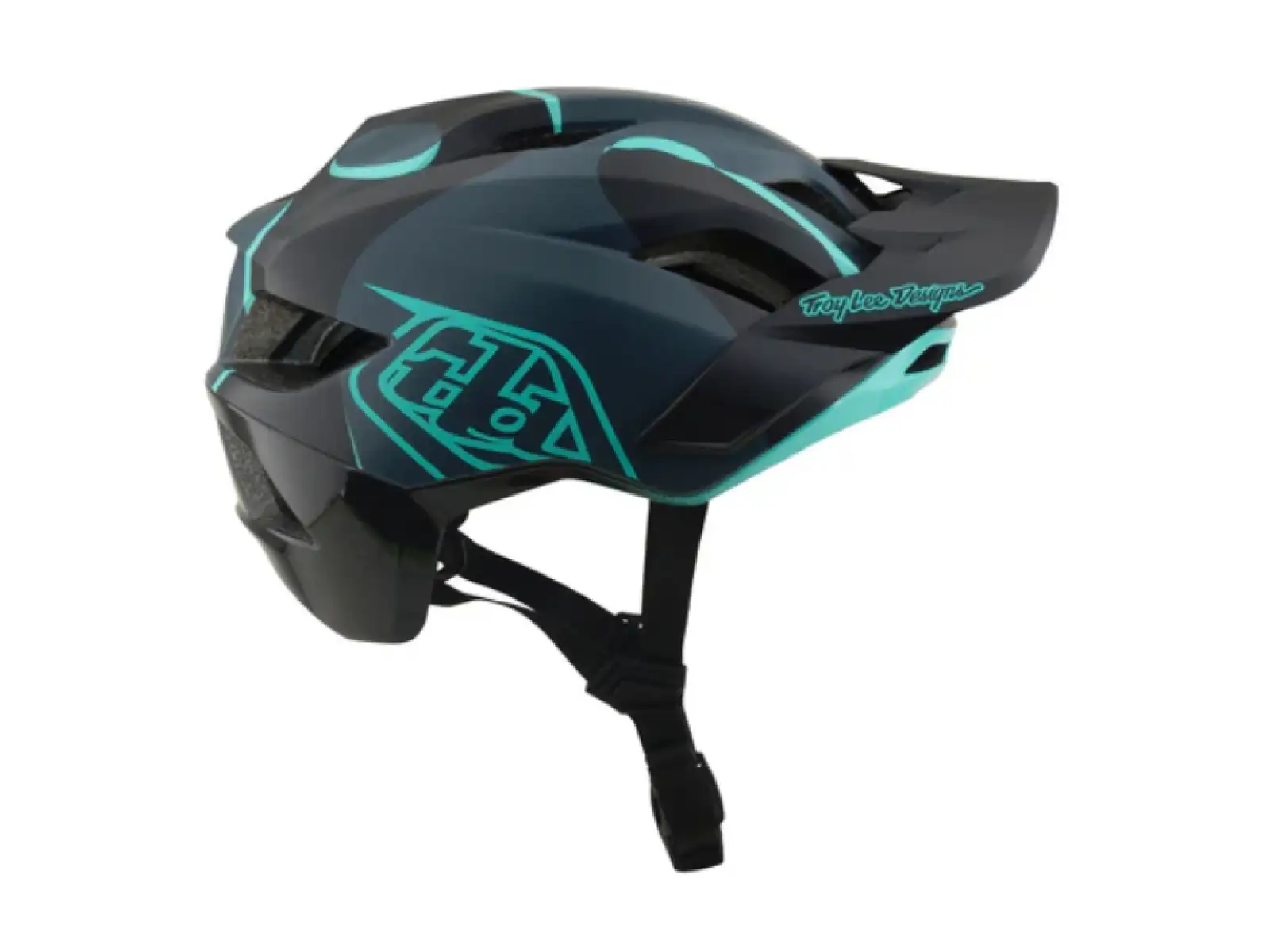 Troy Lee Designs Flowline SE MIPS Helm Badge Carbon/Real Teal