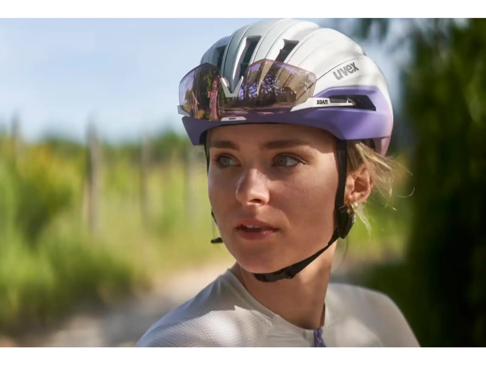 Uvex Surge Aero MIPS Rennradhelm White/Lila Apricot Matt
