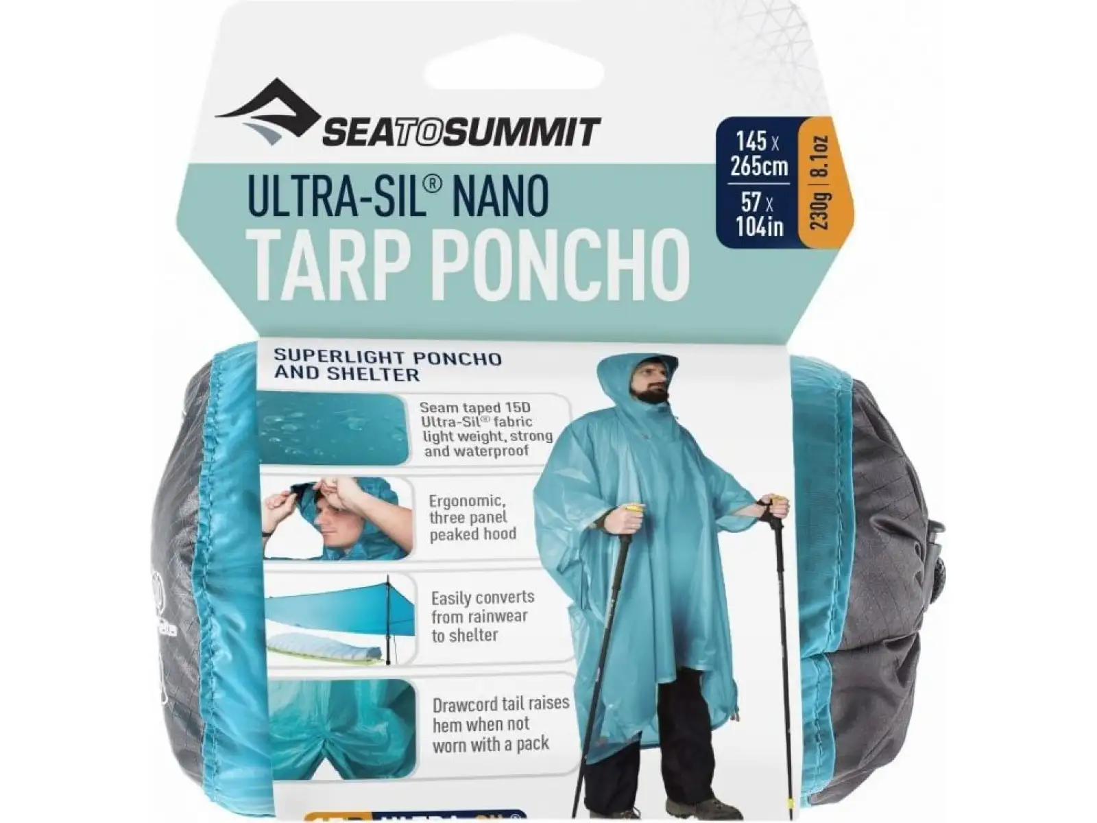 Sea to Summit Poncho – Ultra‑Sil Nano Tarp Pacific Blue