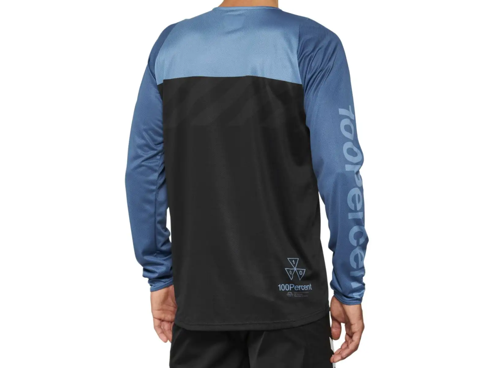 100% R-CORE Herrentrikot Langarm Schwarz/Schieferblau Größe M