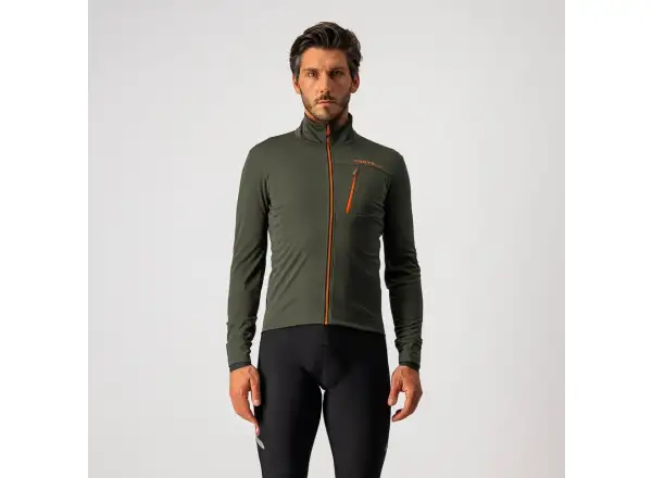 Castelli Go Herrenjacke Military-Grün/Feuerrot