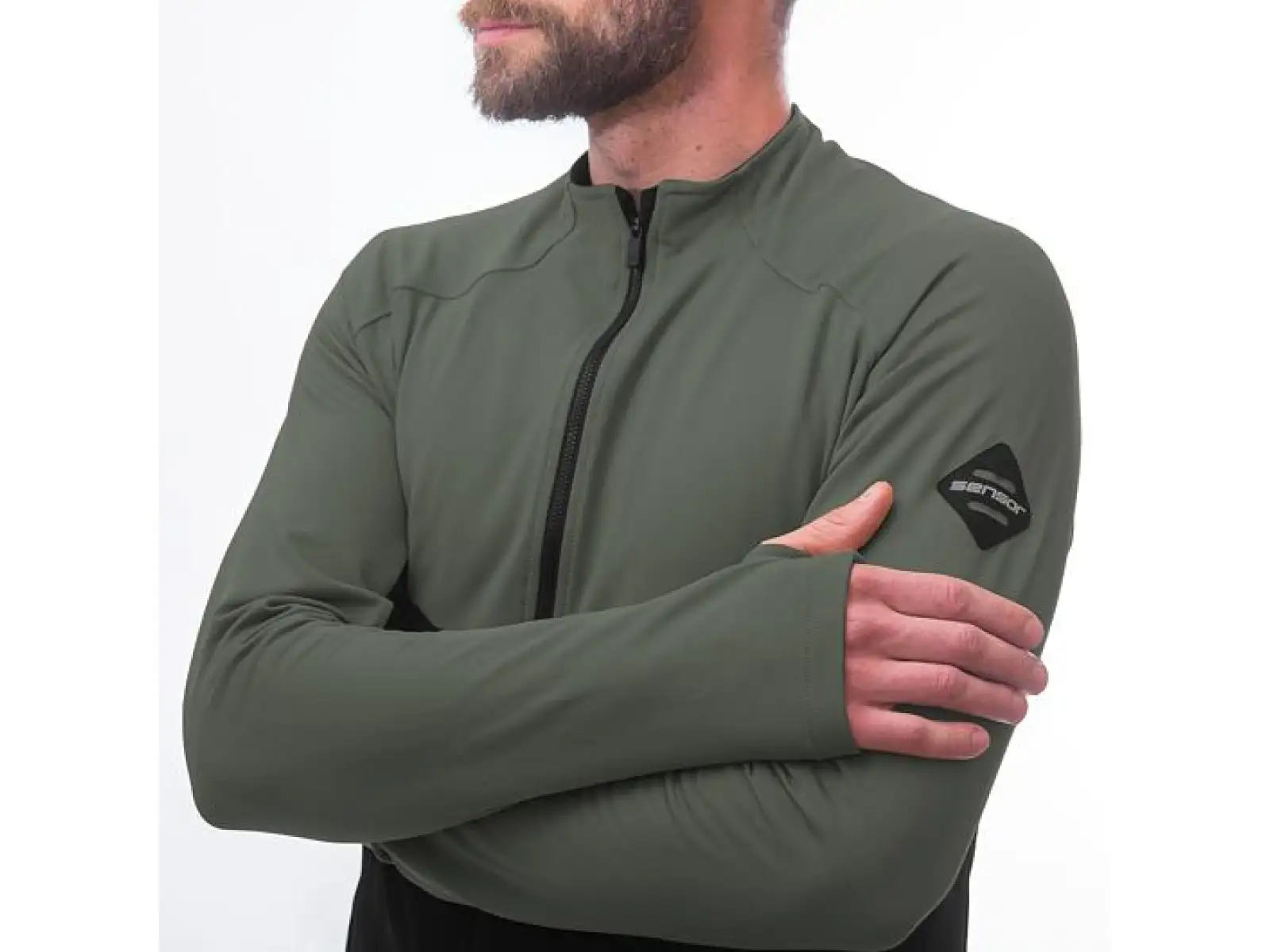 Sensor Coolmax Thermo Herrenpullover schwarz/Olive Green