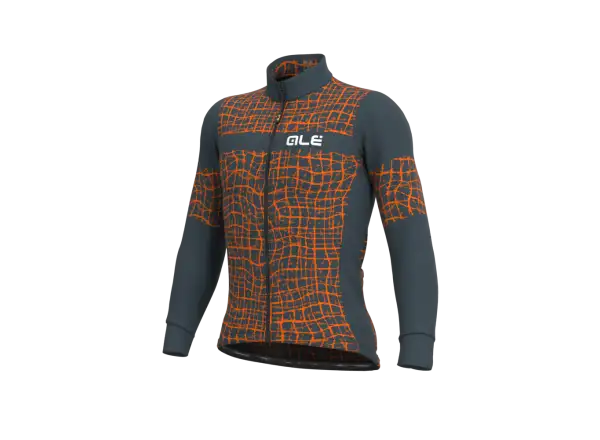 Alé Solid Wall Herren Radtrikot Langarm Grau/Orange