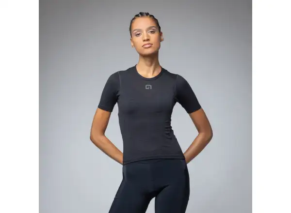 Alé Intimo Merino Damen Unterhemd Kurzarm Black