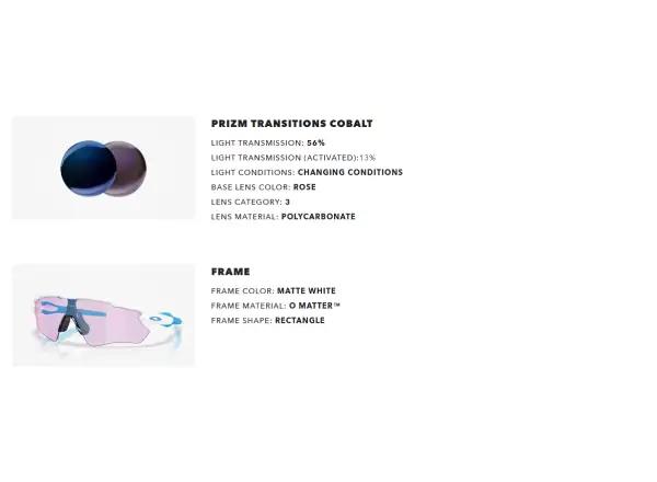 Oakley Radar EV Path photochrome Brille Matte White/Prizm Transitions Cobalt