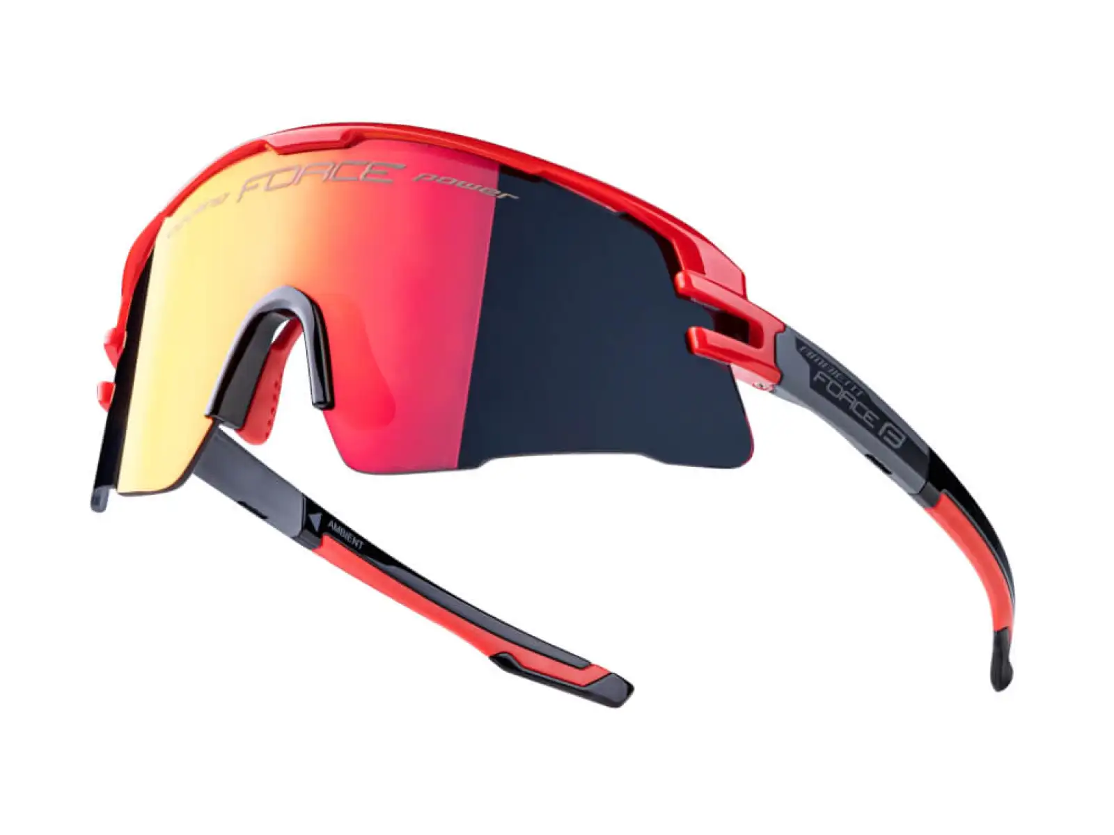Force Ambient Fahrradbrille rot/grau, rote verspiegelte Gläser