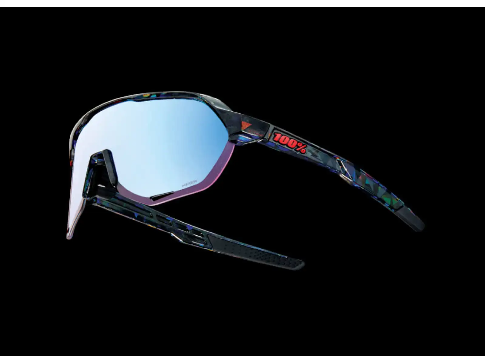 100% S2 HiPER Fahrradbrille Schwarz Holographisch/Blau Multilayer Spiegelglas