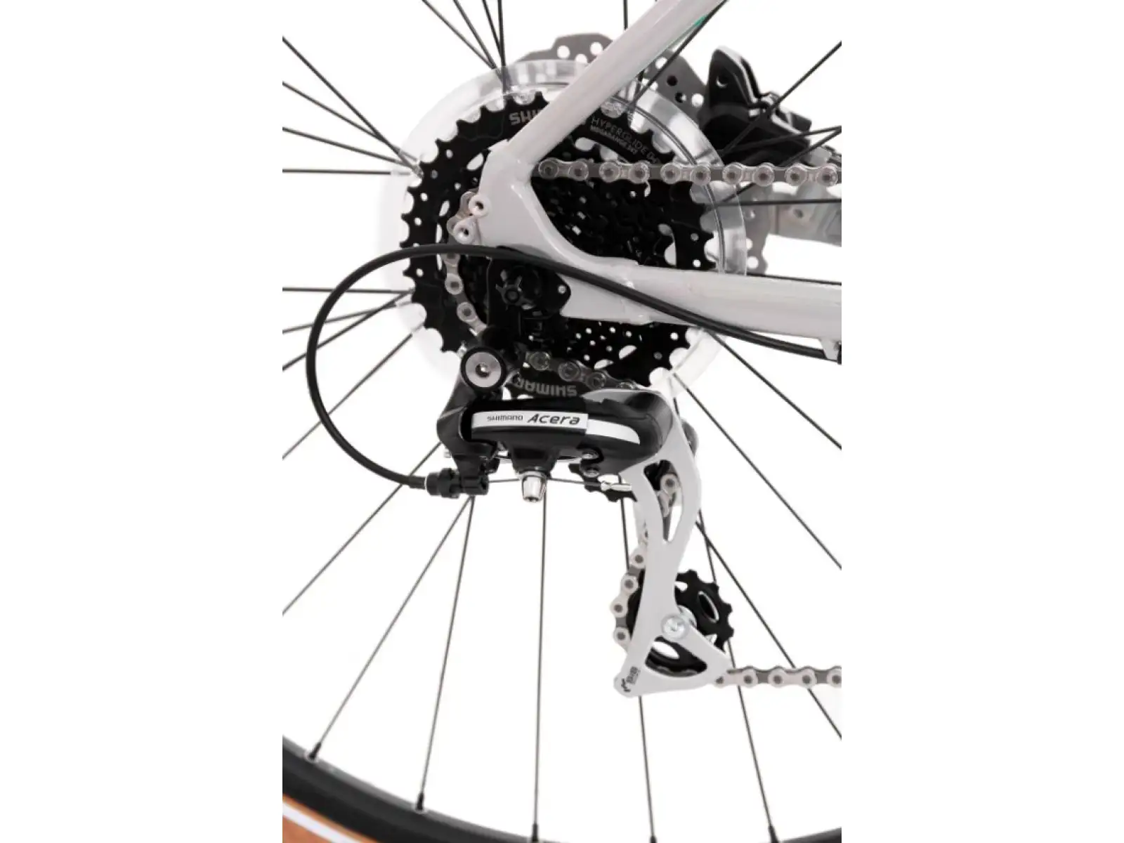 Rock Machine CrossRide 300 Lady in glänzendem Hell- und Dunkelgrau, Damen-Trekkingrad.