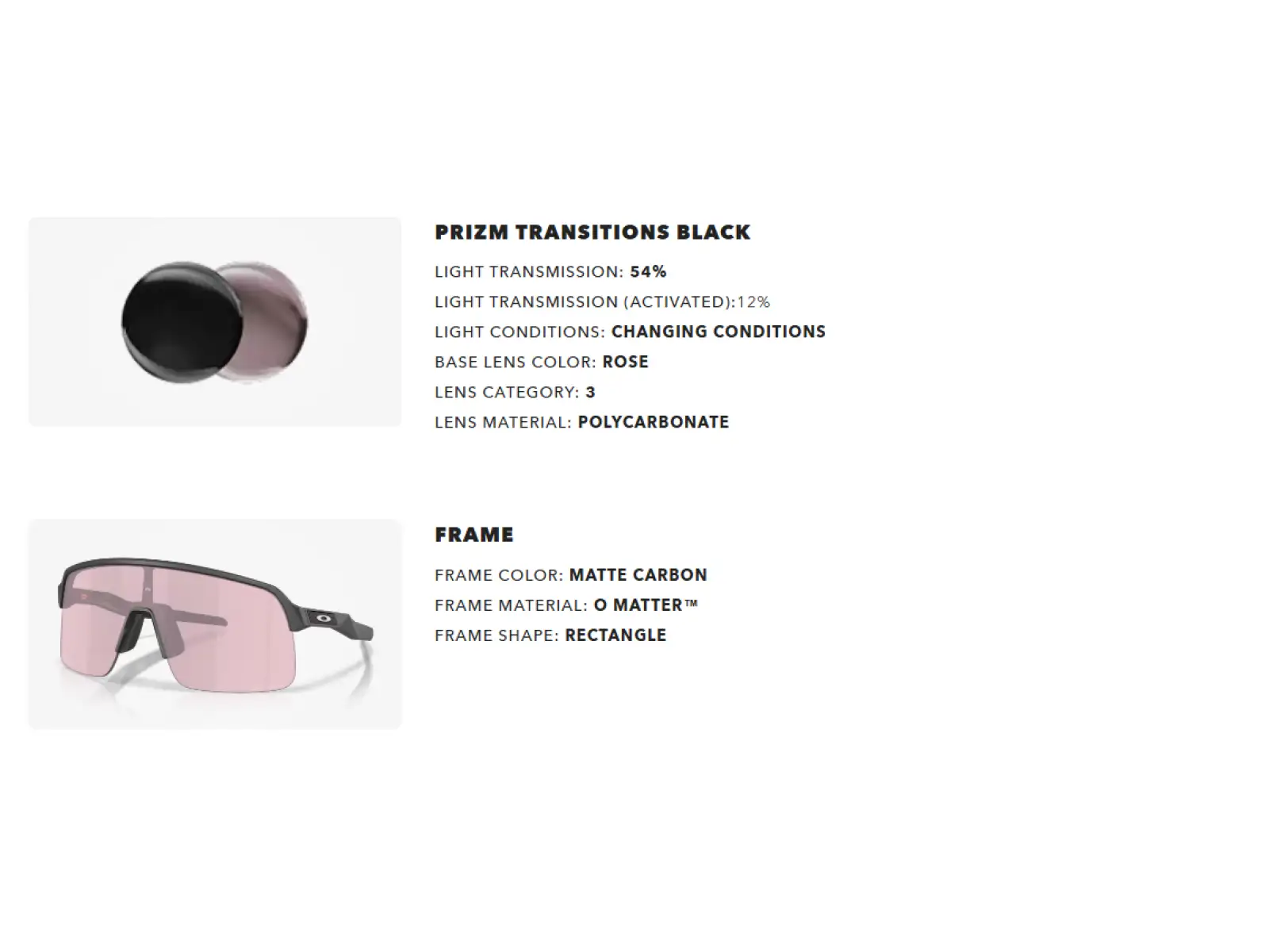 Oakley Sutro Lite photochromatische Brille Matte Carbon/Prizm Transitions Black
