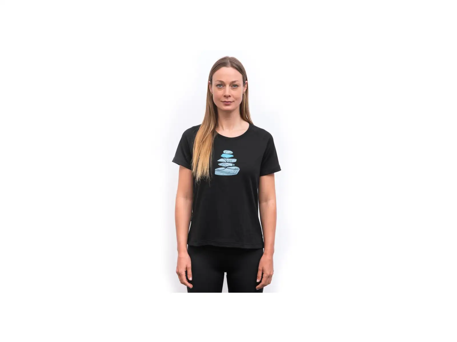 Sensor Merino Blend Stone Damen T-Shirt kurzarm schwarz