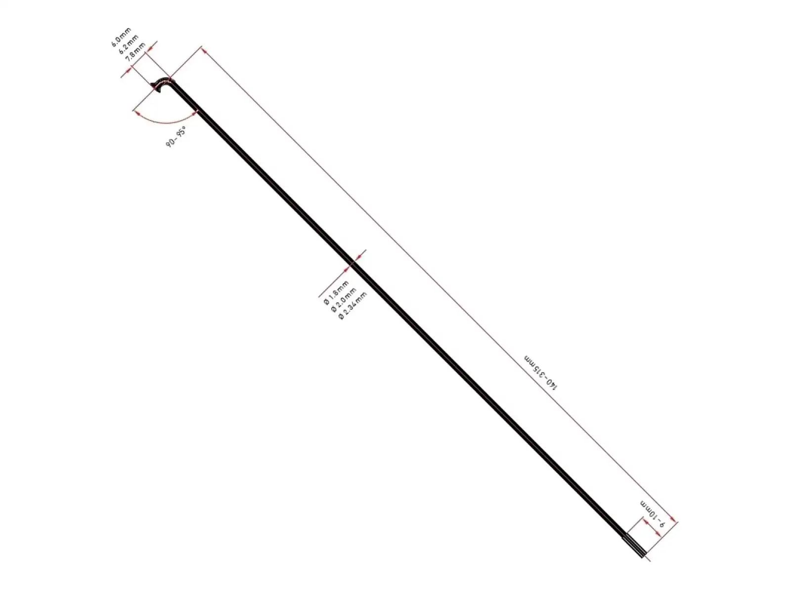 DT Swiss Champion Speiche Schwarz 2,34 mm