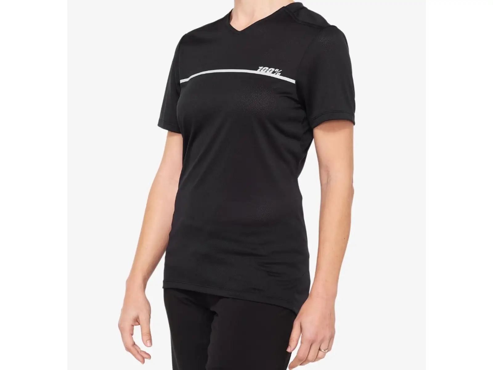 100 % Ridecamp Damen Kurzarmtrikot Schwarz/Grau