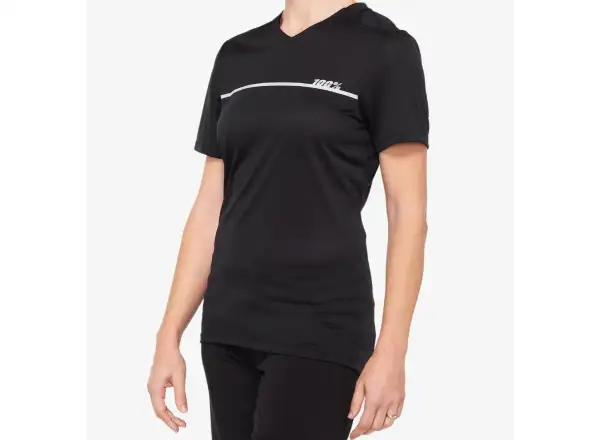 100 % Ridecamp Damen Kurzarmtrikot Schwarz/Grau
