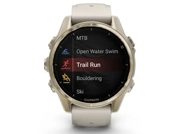 Garmin fenix 8 - 43 mm AMOLED Saphir Smartwatch Soft Gold Fog grey.