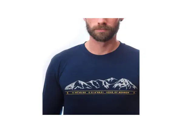 Sensor Merino Active PT Mountains Herren T-Shirt Langarm Deep Blue