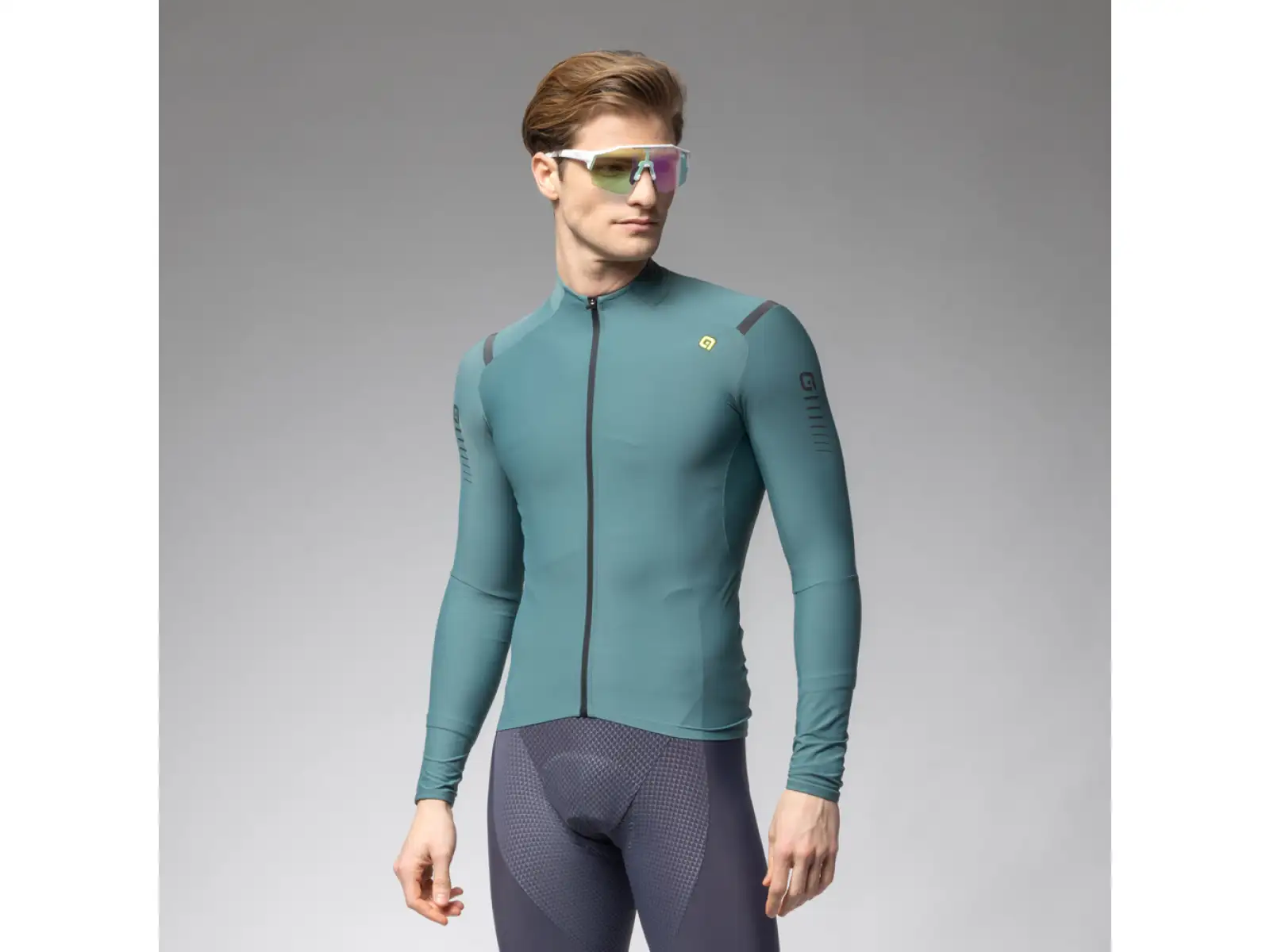 Alé R-EV1 Warm Race Herren-Trikot warm langarm Pier grün