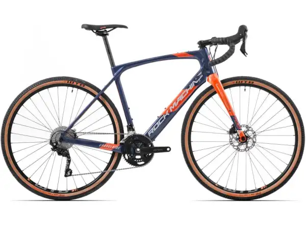 Rock Machine Gravelride CRB 700 Gravelbike in glänzendem Dunkelblau/Backsteinorange/Silber