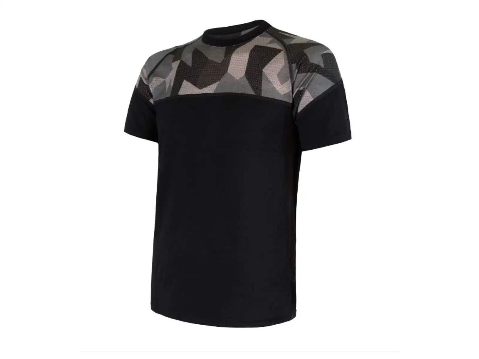Sensor Merino Impress Herren T-Shirt Kurzarm schwarz/Camo