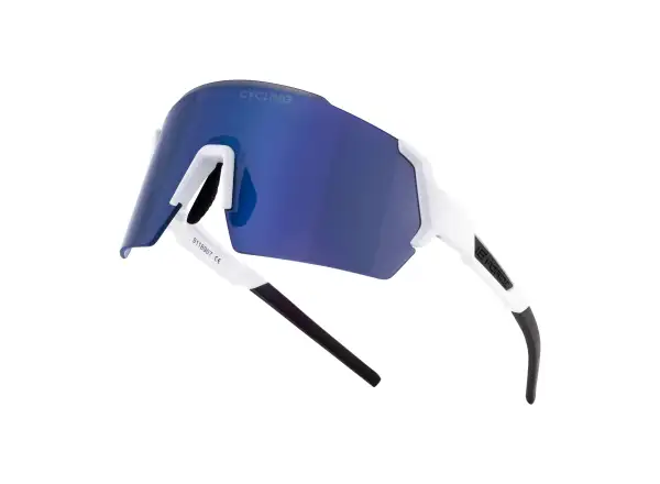Force Electra Brille in Weiß mit blau verspiegelten Gläsern.
