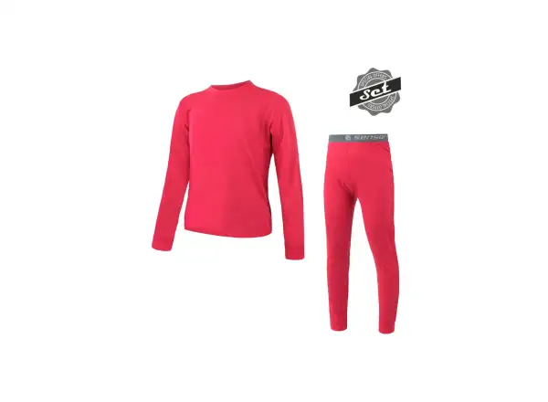 Sensor Merino Air Kinder Set Langarmshirt + Unterhose Magenta
