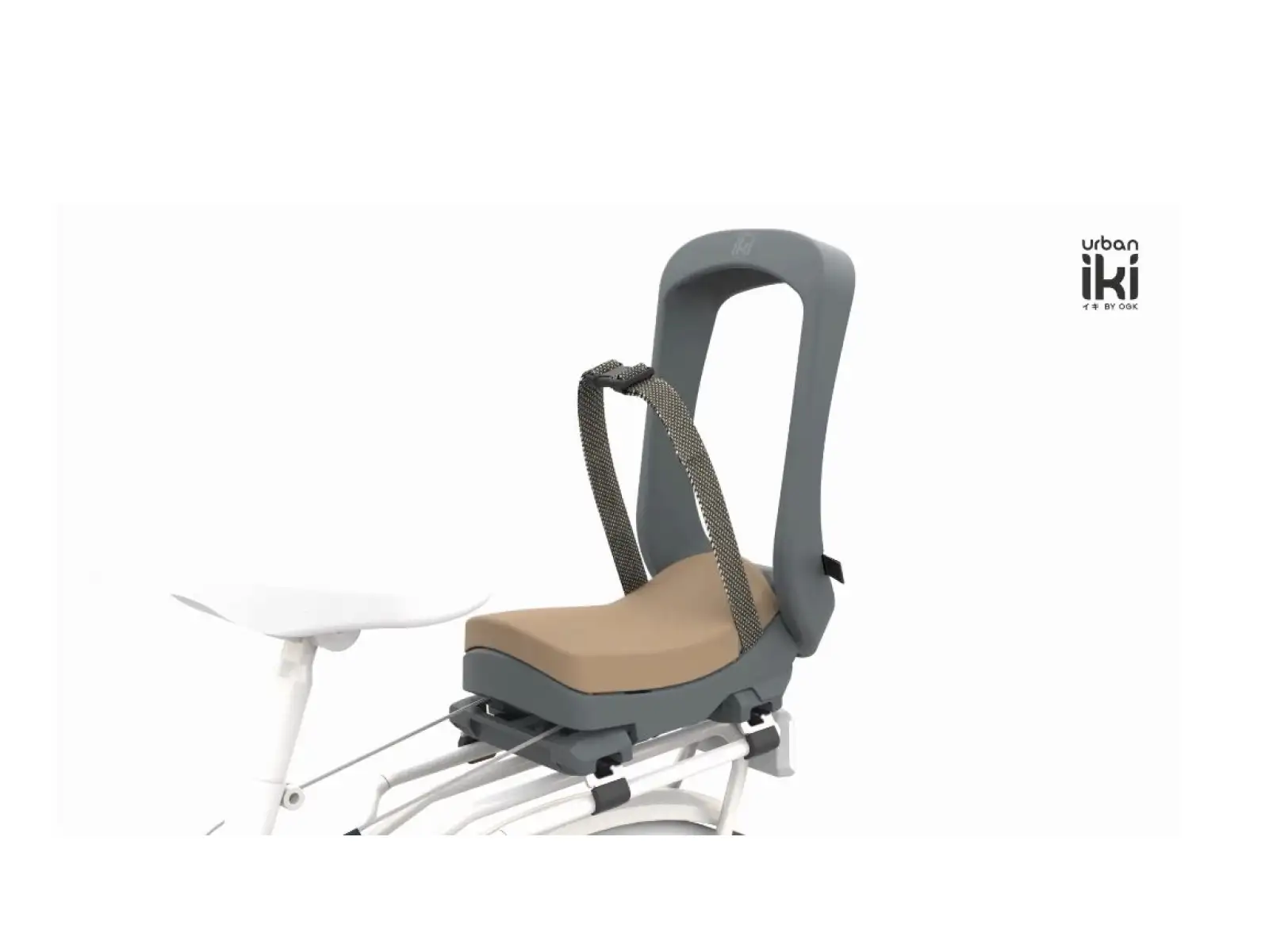 Urban Iki Junior Kindersitz mit Adapter für Gepäckträger in Bincho Black.
