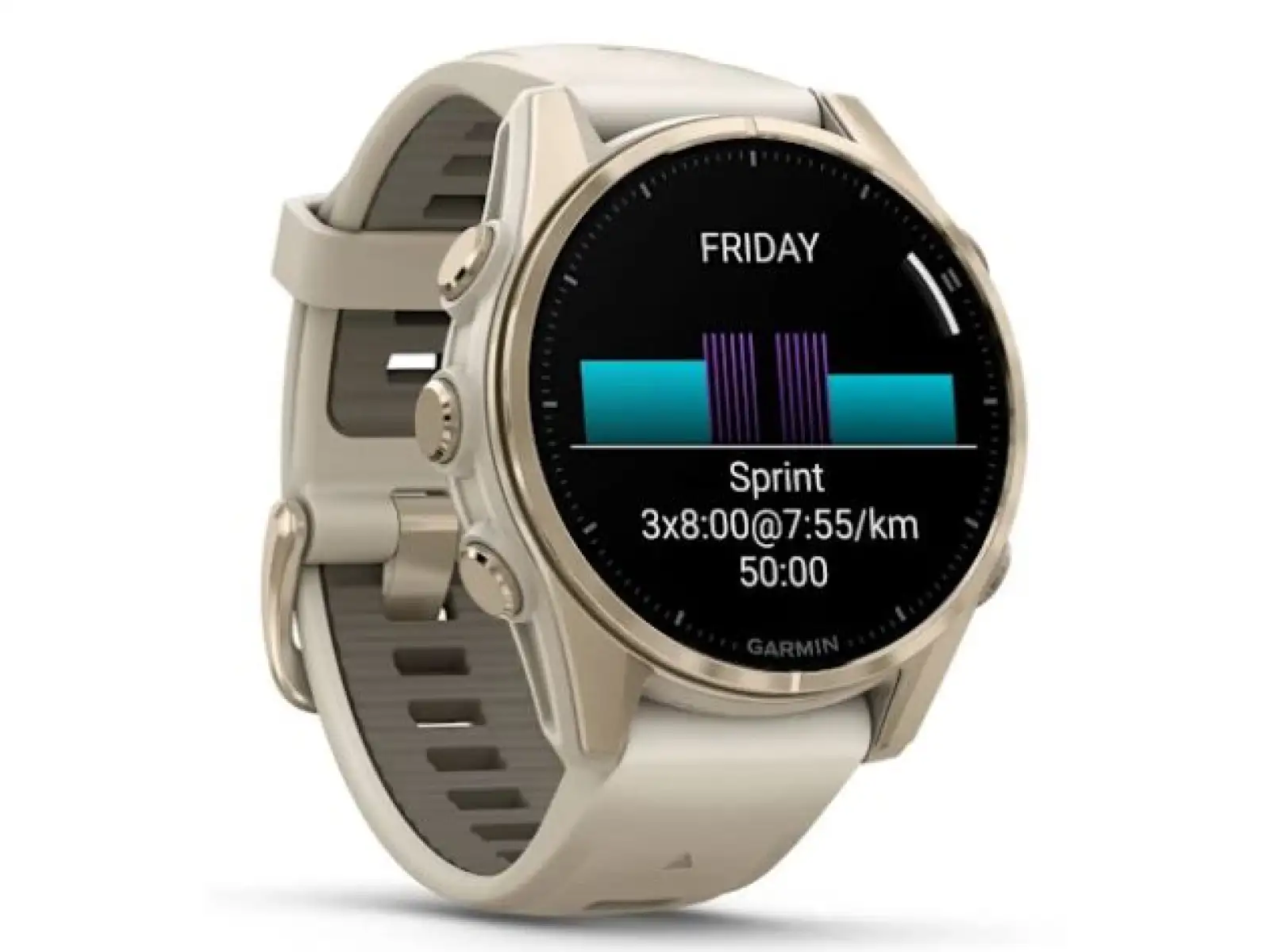 Garmin fenix 8 - 43 mm AMOLED Saphir Smartwatch Soft Gold Fog grey.