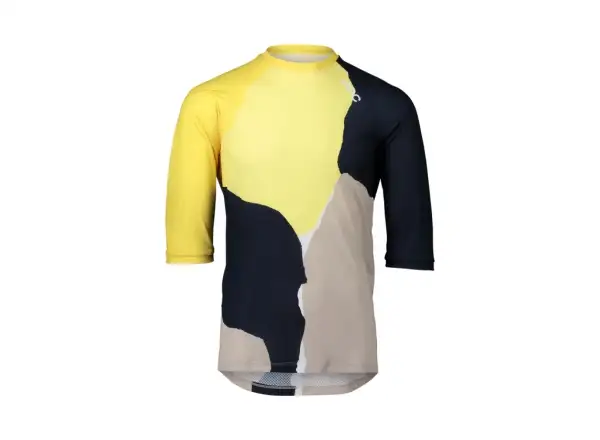 POC Pure Damen-MTB-Trikot mit 3/4-Ärmeln Color Splashes Multi Sulfur Yellow