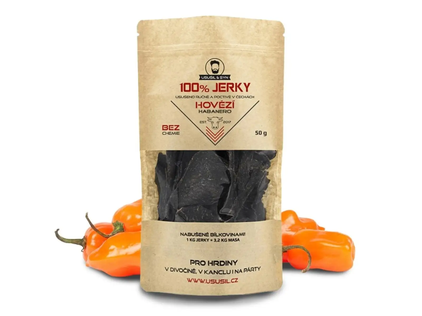Usušil & syn 100% JERKY Rindfleisch Habanero 50 g