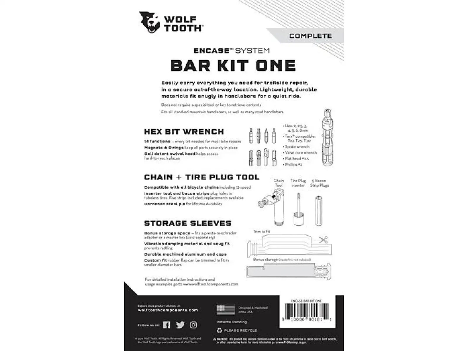 Wolf Tooth EnCase System Bar Werkzeugset One für Lenker 17,5 mm