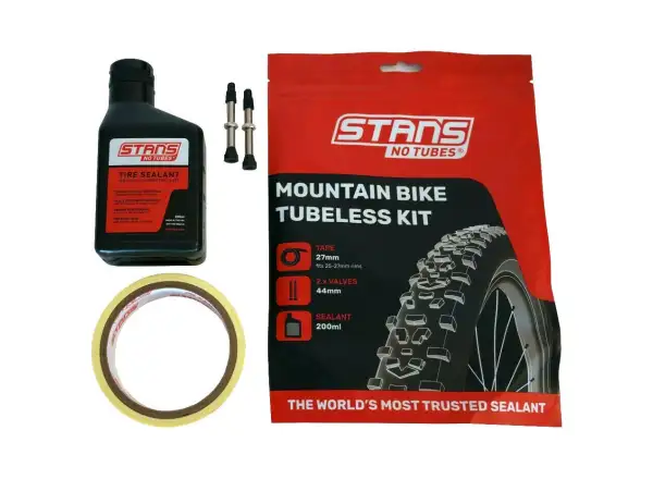 No Tubes Tubeless Conversion Kit für MTB - Felgenbänder 27 mm, Ventile 44 mm.