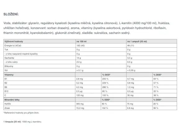 Sponser Carnitin 1000 – Ampullen – Fettstoffwechsel