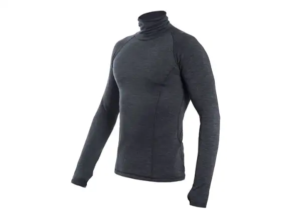 Sensor Merino Bold Neck Herren Langarmshirt Anthracite Gray