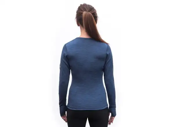 Sensor Merino Bold Damen T-Shirt Langarm Cool Blue