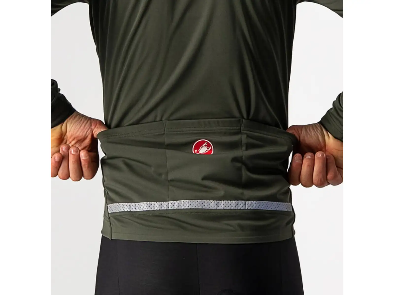 Castelli Go Herrenjacke Military-Grün/Feuerrot